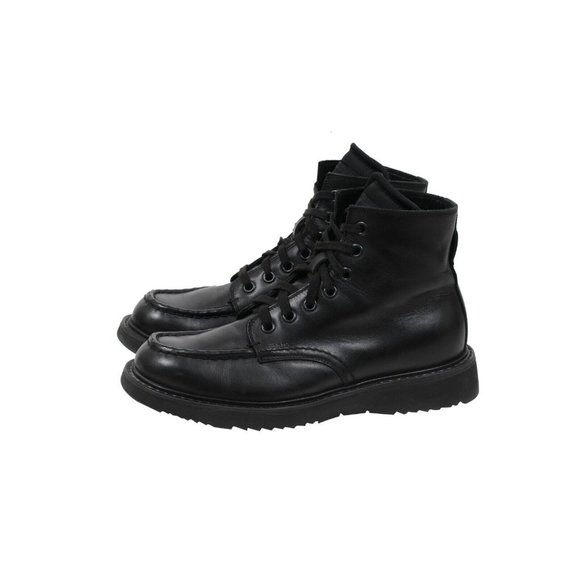 Prada Mens Combat Half Ankle Boots US8.5 UK 7.5 Black Leather Square Toe Lace Up - Picture 4 of 11